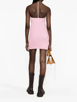 COURREGES Abiti<ABITO MINI IN MAGLIA STRAP RIB Rosa