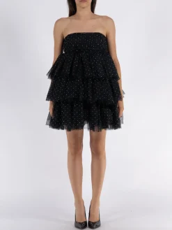 ROTATE BIRGER CHRISTENSEN Abiti<ABITO MINI MESH RUFFLE Nero