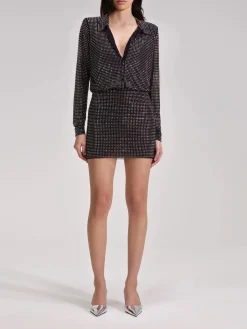 SELF-PORTRAIT Abiti<ABITO MINI RHINESTONE Nero