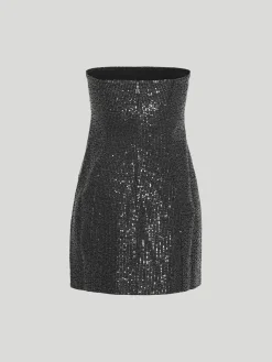 ROTATE BIRGER CHRISTENSEN Abiti<ABITO MINI TWILL SEQUIN Nero