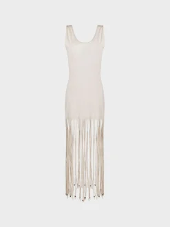 ALANUI Abiti<ABITO MONSOON FRINGED CANVAS Bianco