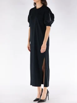 SACAI Abiti<ABITO NYLON TWILL X COTTON JERSEY Nero