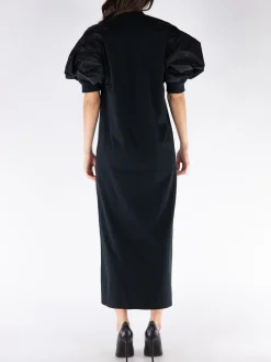 SACAI Abiti<ABITO NYLON TWILL X COTTON JERSEY Nero