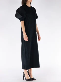 SACAI Abiti<ABITO NYLON TWILL X COTTON JERSEY Nero