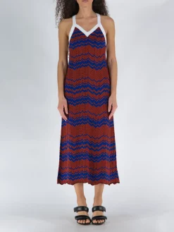 WALES BONNER Abiti<ABITO PALM KNIT Bianco, Blu, Rosso