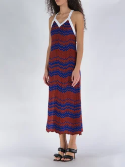 WALES BONNER Abiti<ABITO PALM KNIT Bianco, Blu, Rosso