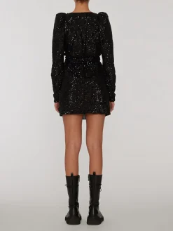 ROTATE BIRGER CHRISTENSEN Abiti<ABITO SEQUINS MINI WRAP Nero