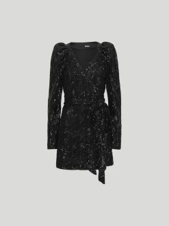 ROTATE BIRGER CHRISTENSEN Abiti<ABITO SEQUINS MINI WRAP Nero