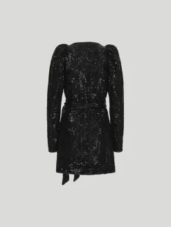 ROTATE BIRGER CHRISTENSEN Abiti<ABITO SEQUINS MINI WRAP Nero