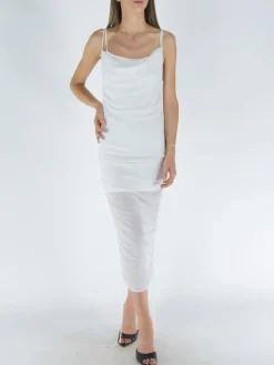 DION LEE Abiti<ABITO SHEER DRAPE Bianco