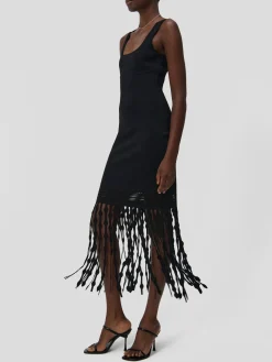 SIMKHAI Abiti<ABITO SIGNA LATTICE FRINGE Nero