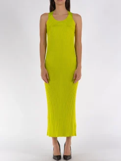 JIL SANDER Abiti<ABITO SLEEVELESS CREW NECK RIB Verde