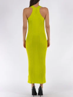 JIL SANDER Abiti<ABITO SLEEVELESS CREW NECK RIB Verde