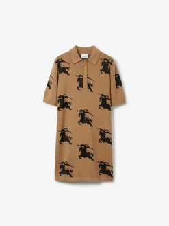 BURBERRY Abiti<ABITO STILE POLO IN SETA E COTONE CON EKD Marrone, Nero