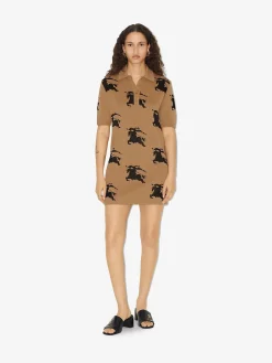 BURBERRY Abiti<ABITO STILE POLO IN SETA E COTONE CON EKD Marrone, Nero