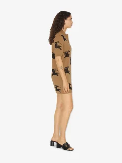 BURBERRY Abiti<ABITO STILE POLO IN SETA E COTONE CON EKD Marrone, Nero