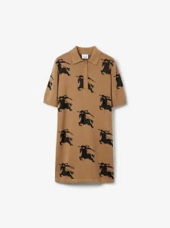BURBERRY Abiti<ABITO STILE POLO IN SETA E COTONE CON EKD Marrone, Nero