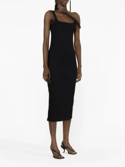 COURREGES Abiti<ABITO STRAP BIAIS 90'S Nero