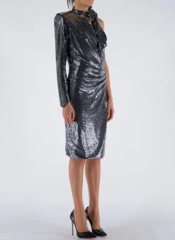 NINEMINUTES Abiti<ABITO THE MEGAN MIDI PAILLETTES Grigio