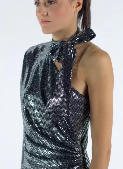 NINEMINUTES Abiti<ABITO THE MEGAN MIDI PAILLETTES Grigio