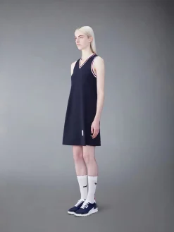 THOM BROWNE Abiti<ABITO V NECK WITH RWB CRICKET STRIPE Blu