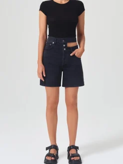 AGOLDE Shorts<BERMUDA BROKEN WAISTBAND SHORT IN COURSE Nero