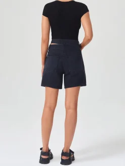 AGOLDE Shorts<BERMUDA BROKEN WAISTBAND SHORT IN COURSE Nero