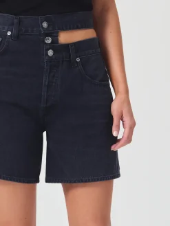 AGOLDE Shorts<BERMUDA BROKEN WAISTBAND SHORT IN COURSE Nero