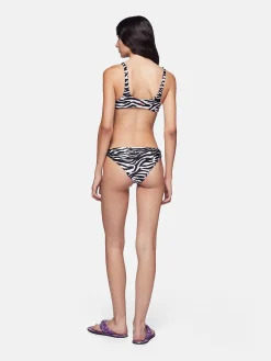 THE ATTICO Costumi Da Bagno<BIKINI IN LYCRA CON STAMPA ZEBRATA Bianco, Nero