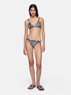 THE ATTICO Costumi Da Bagno<BIKINI IN LYCRA CON STAMPA ZEBRATA Bianco, Nero