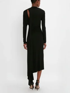 VICTORIA BECKHAM Abiti<BITO SLASH-NECK RUCHED MINI Nero
