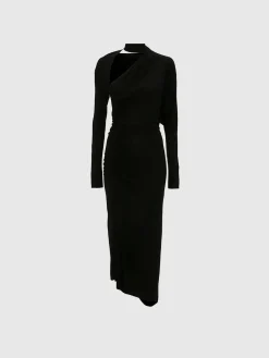VICTORIA BECKHAM Abiti<BITO SLASH-NECK RUCHED MINI Nero