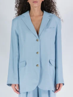 LOULOU STUDIO Giacche<BLAZER LINO E VISCOSA Azzurro