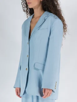 LOULOU STUDIO Giacche<BLAZER LINO E VISCOSA Azzurro