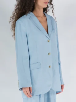 LOULOU STUDIO Giacche<BLAZER LINO E VISCOSA Azzurro