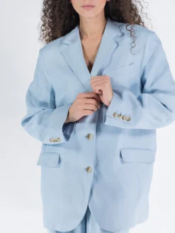 LOULOU STUDIO Giacche<BLAZER LINO E VISCOSA Azzurro