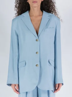 LOULOU STUDIO Giacche<BLAZER LINO E VISCOSA Azzurro