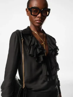 TOM FORD Camicie<BLUSA CON COLLO A VOLANT Nero