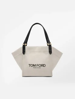 TOM FORD Borse A Spalla<BORSA CANVAS MEDIUM SMOOTH LEATHER CALF Bianco, Nero