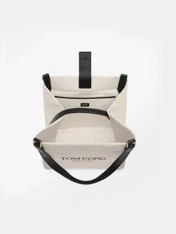 TOM FORD Borse A Spalla<BORSA CANVAS MEDIUM SMOOTH LEATHER CALF Bianco, Nero