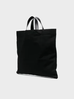 JIL SANDER Borse<BORSA FLAT SHOPPER SQUARE Bianco, Nero