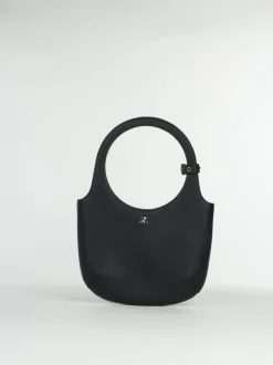 COURREGES Borse A Mano<BORSA HOLY GRAINED LEATHER Nero