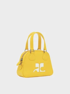 COURREGES Borse A Mano<BORSA MINI LEATHER BOWLING Bianco, Giallo