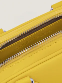 COURREGES Borse A Mano<BORSA MINI LEATHER BOWLING Bianco, Giallo