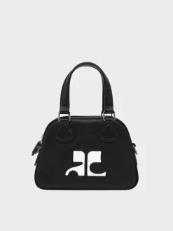 COURREGES Borse A Mano<BORSA MINI LEATHER BOWLING Bianco, Nero