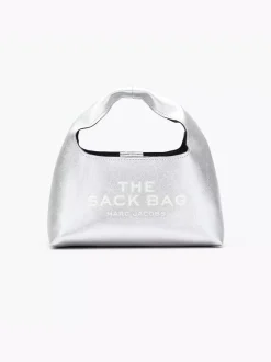 MARC JACOBS Borse A Mano<BORSA MINI THE METALLIC LEATHER SACK Grigio