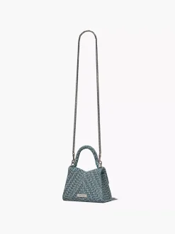MARC JACOBS. Borse A Mano<BORSA MINI TOP HANDLE THE WASHED MONOGRAM DENIM ST. MARC Bianco, Verde