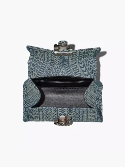 MARC JACOBS. Borse A Mano<BORSA MINI TOP HANDLE THE WASHED MONOGRAM DENIM ST. MARC Bianco, Verde