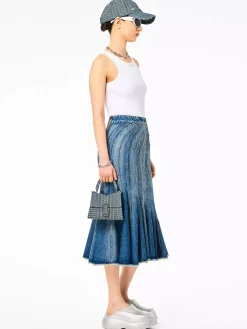 MARC JACOBS. Borse A Mano<BORSA MINI TOP HANDLE THE WASHED MONOGRAM DENIM ST. MARC Bianco, Verde