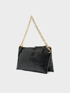 TOM FORD Borse A Spalla<BORSA SHINY SOFT STAMPED CROC CLUTCH Nero